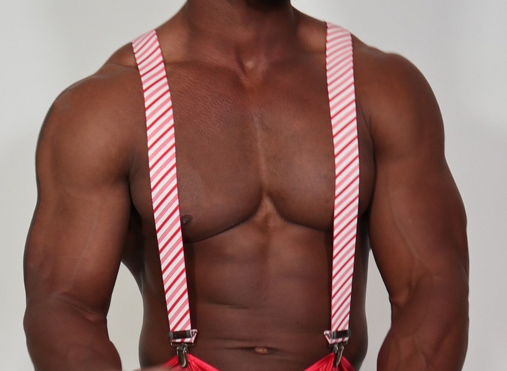 MEN'S RED/WHITE STRIPE SUSPENDERS