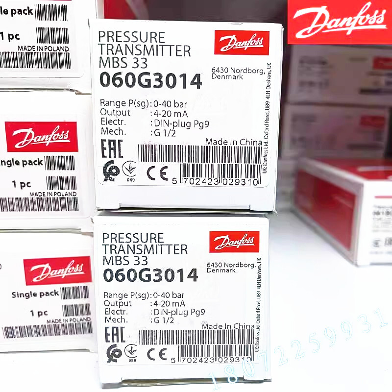 1pcs Danfoss Pressure Transmitter Sensor MBS33 060G3014 0-40bar