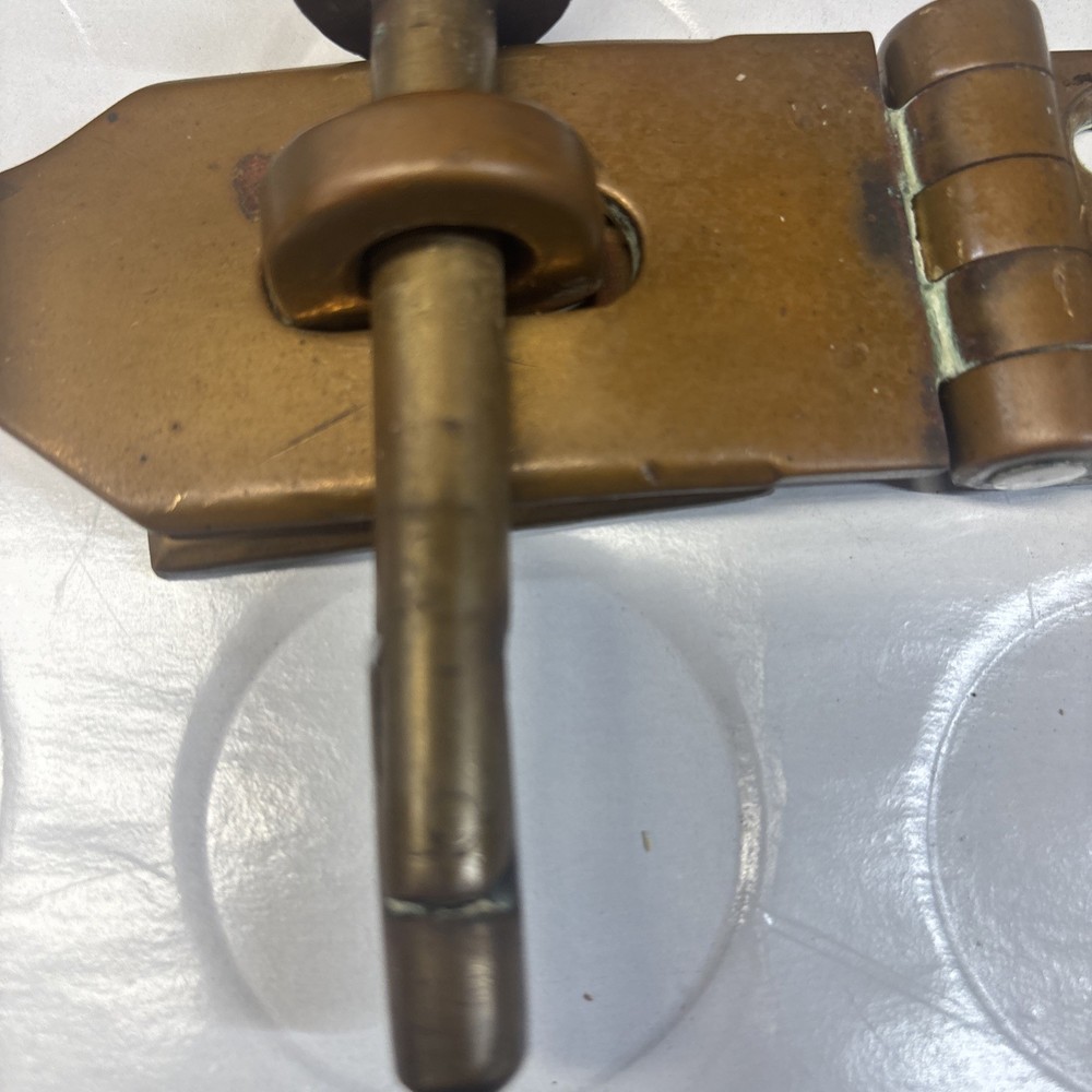 Antique Solid Brass Padlock Hasp Locking Pin Early Industrial Hardware