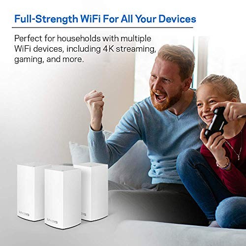LINKSYS VELOP MESH HOME WIFI SYSTEM 4,500 SQ. FT COVERAGE WHW0103 - WHITE