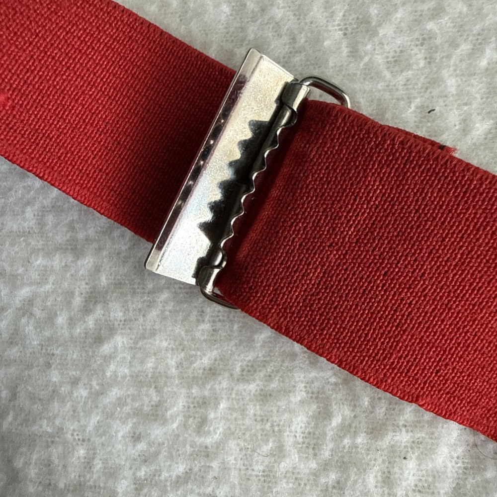 Suspenders for Men Adjustable with Sliders One Size Solid Red Stretch X Back