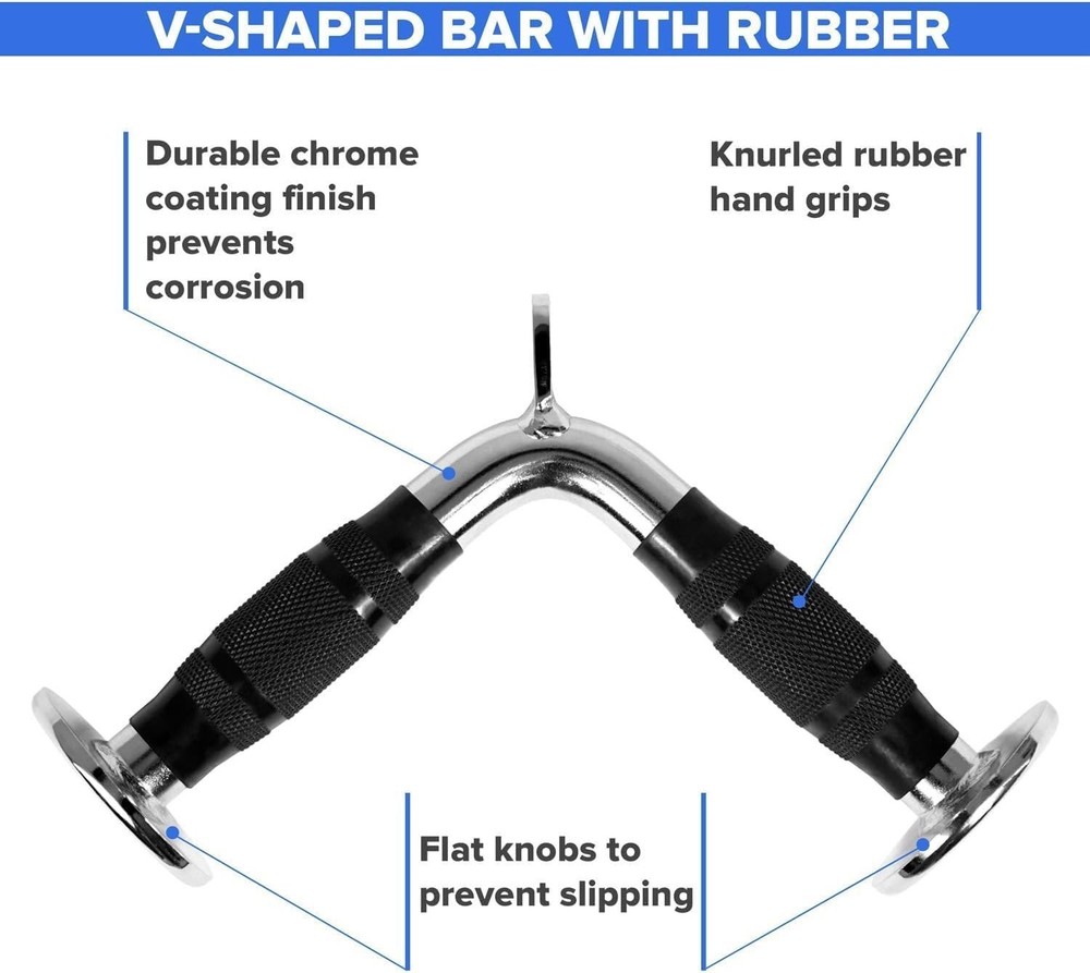 Cable Machine Attachments: 880 LB Support with Comfortable Rubber Grips