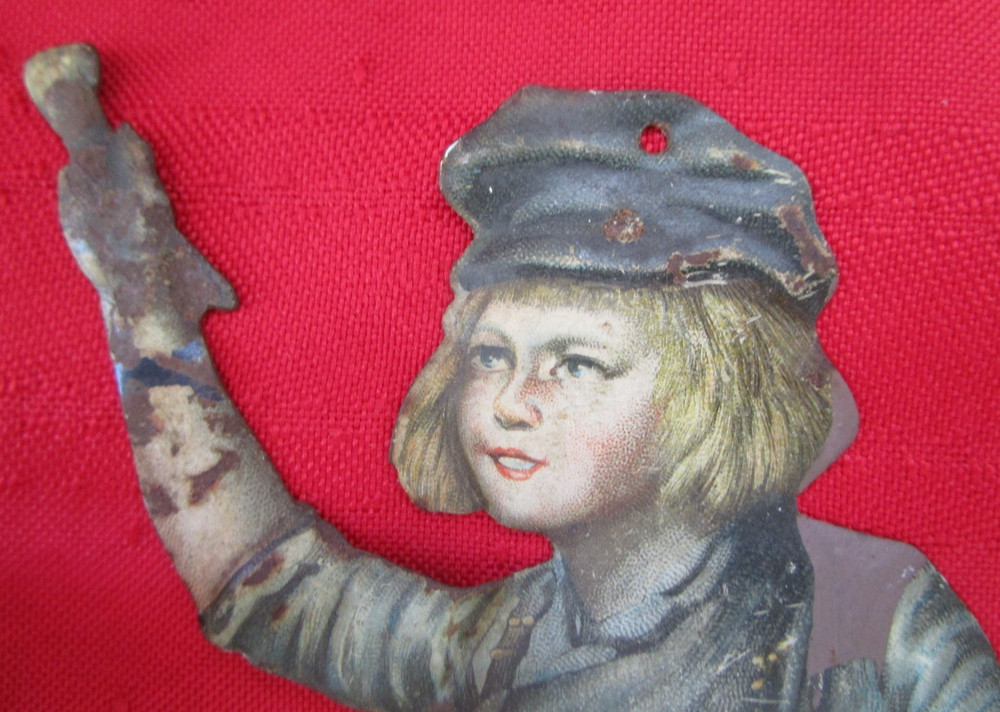 THE DUTCH BOY PAINTER - Antique Tin Lithograph Match Holder