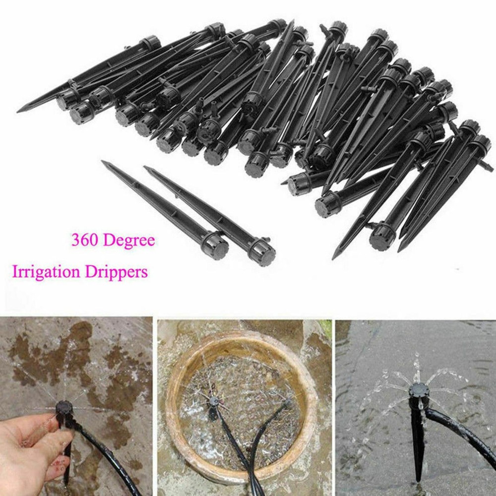 50Pack Adjustable Water Flow Irrigation Dripper Nozzle Stake Emitter Drip j