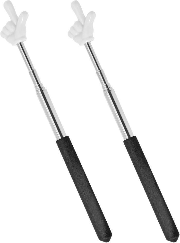 2 Pack Telescoping Teachers Pointer - Versatile Retractable Hand Black