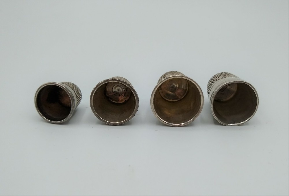 4 (four) Antique / Vintage Silver Thimbles