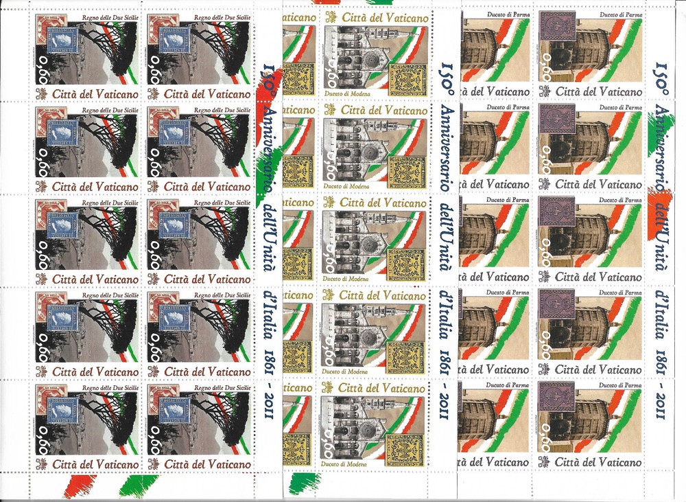 (FS493) Vatican 2011 Unification 6*0.60 MNH : Full sheets  *** FREE POSTAGE ***