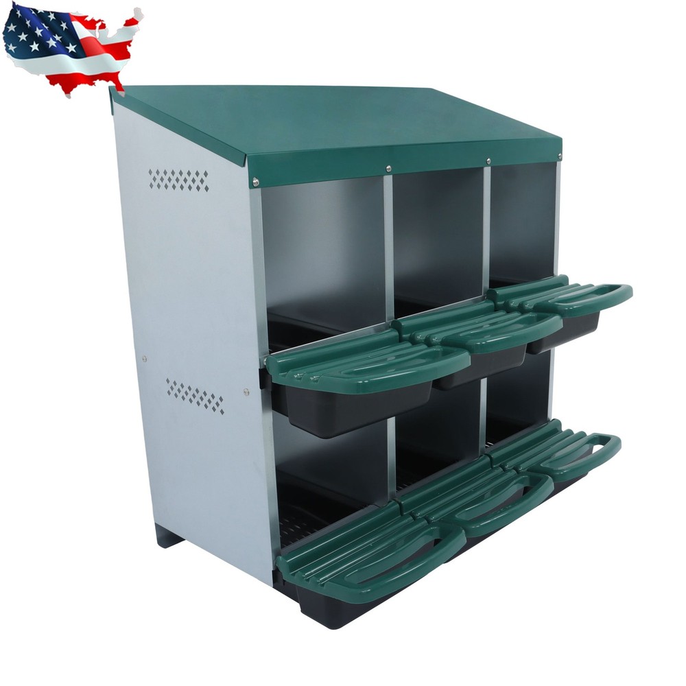 For Chickens Hens Nesting Boxes 6 Compartment Chicken Egg Laying Nest Box