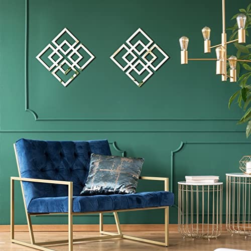 Wall Mount Home Mirror, 2 Pieces Square Decorative Mirror for Mirrored Silver