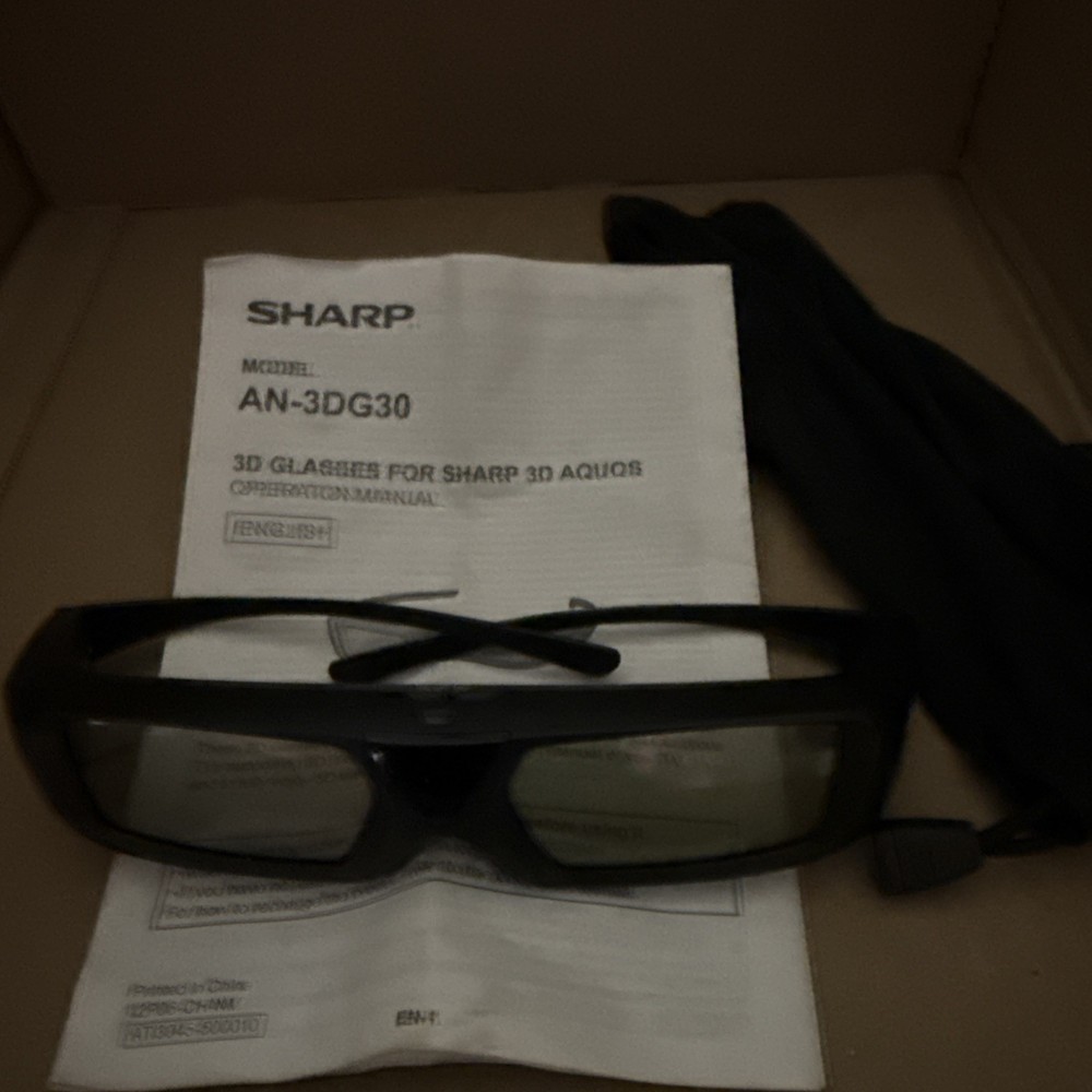 Sharp AN-3DG30 3D Active Shutter Glasses for TV, Black No Cables, Not Tested