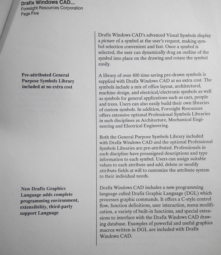 1989 Drafix Windows CAD Press Kit, by Foresight Resources