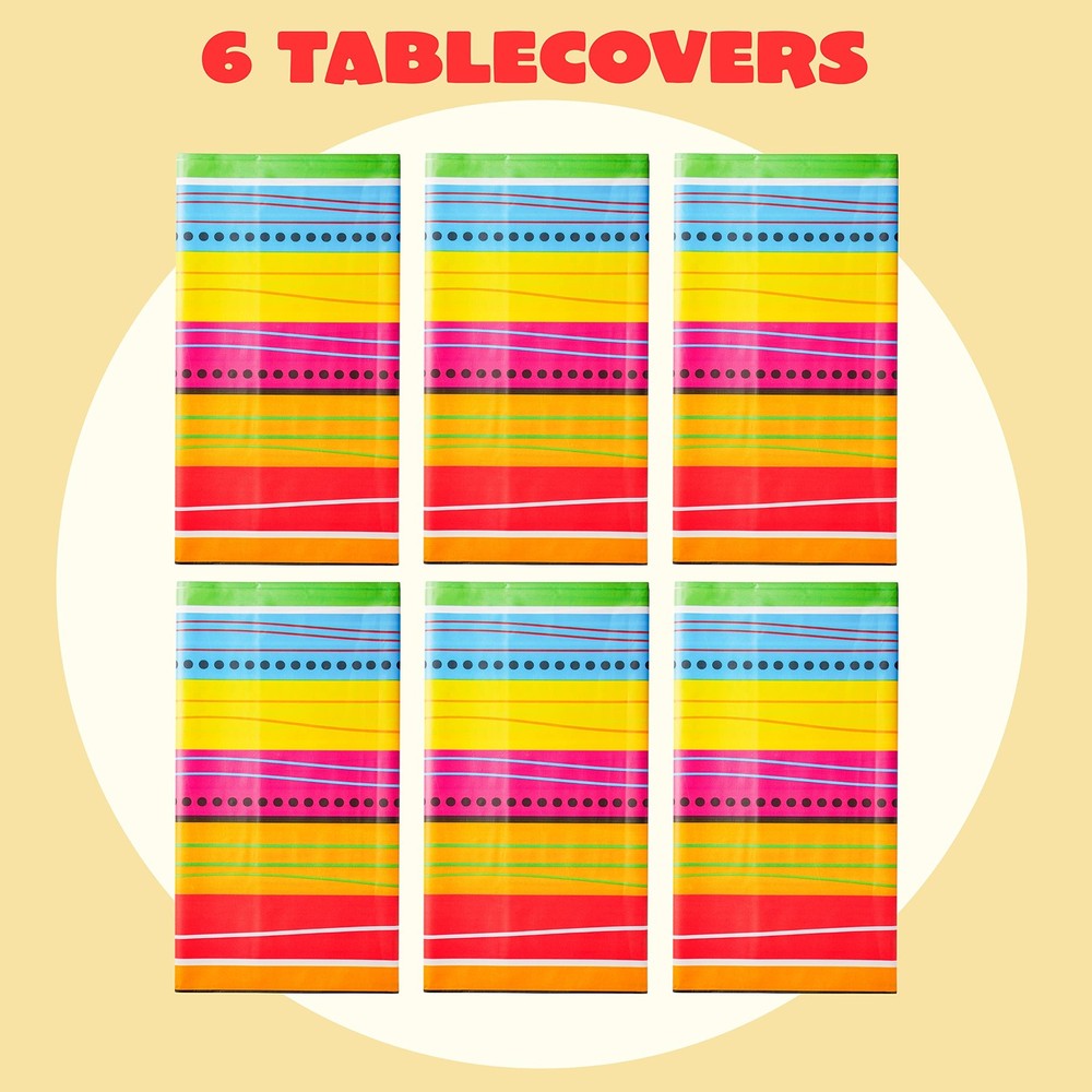 JOYIN 6 pcs Cinco De Mayo Printed Plastic Tablecover Multicolor, Multi Color