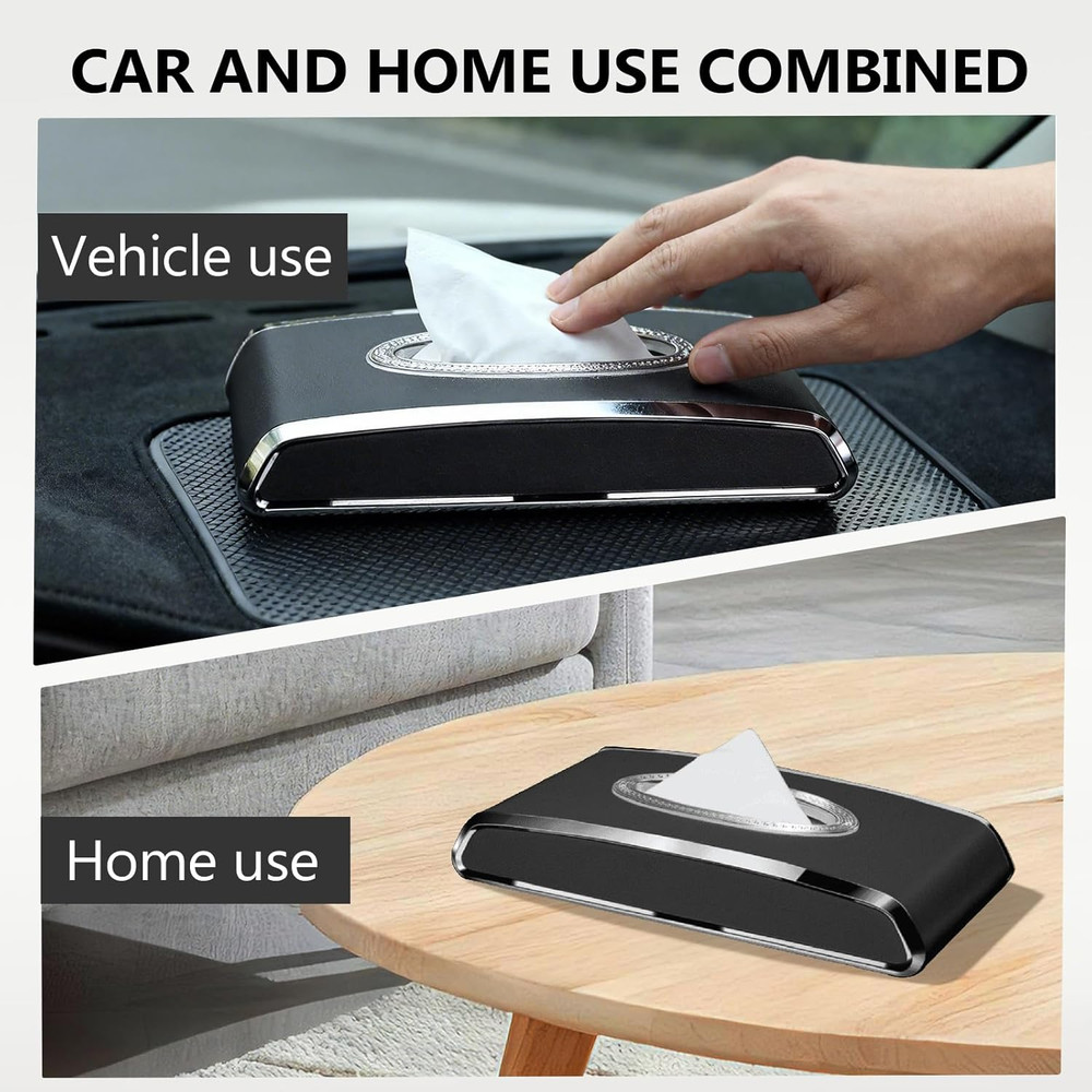 Faux Leather Car Tissue Holder for Interior, Multi-Function Tissue Box, Armrest
