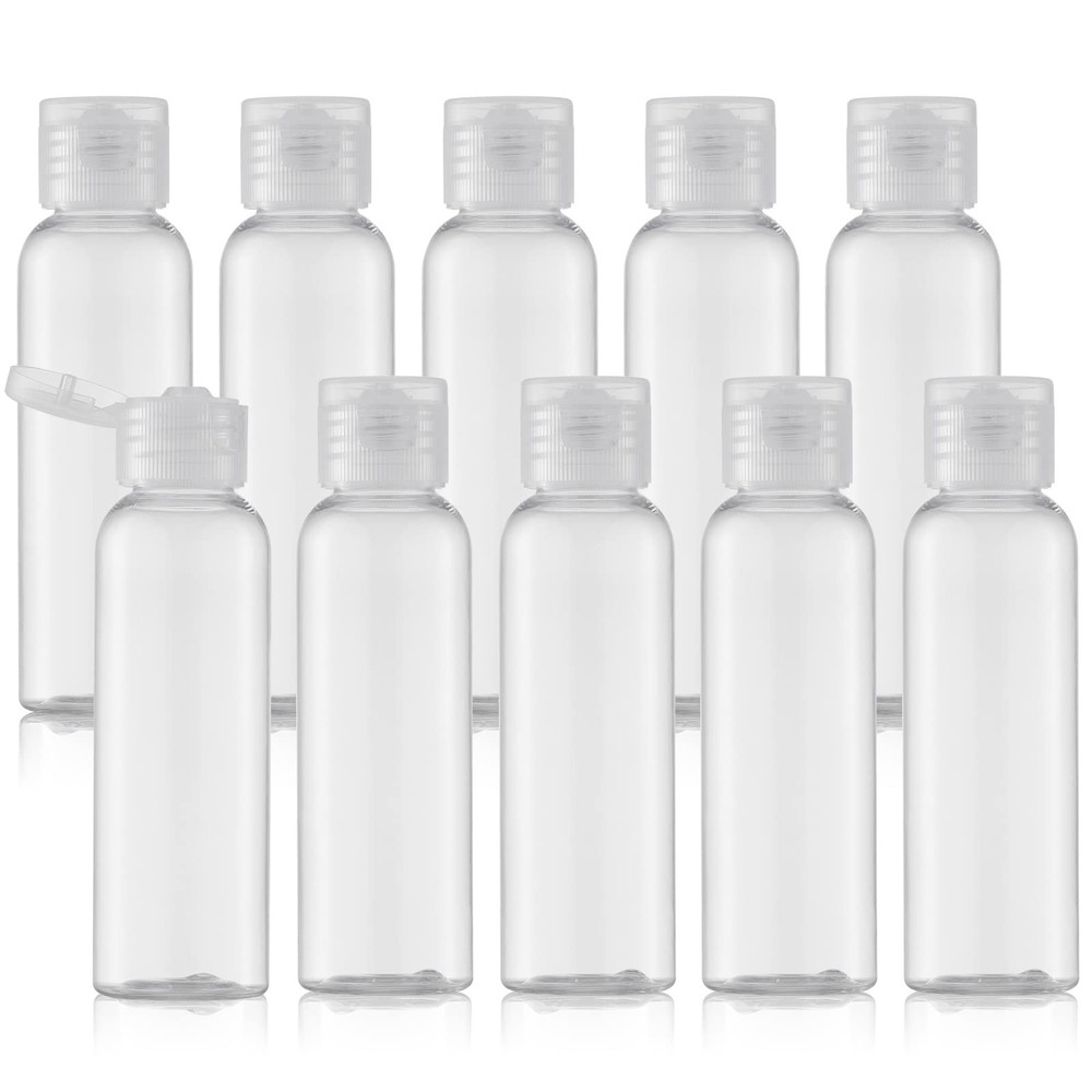 10 PCS Empty 2oz Travel Bottles Plastic Cosmetic Container TSA Amber Squeeze