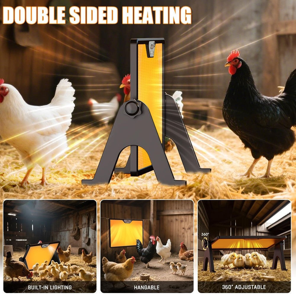 Brooder Plate for Chicks with Temp Control and Display,Dual-Sided Chicken Coo...