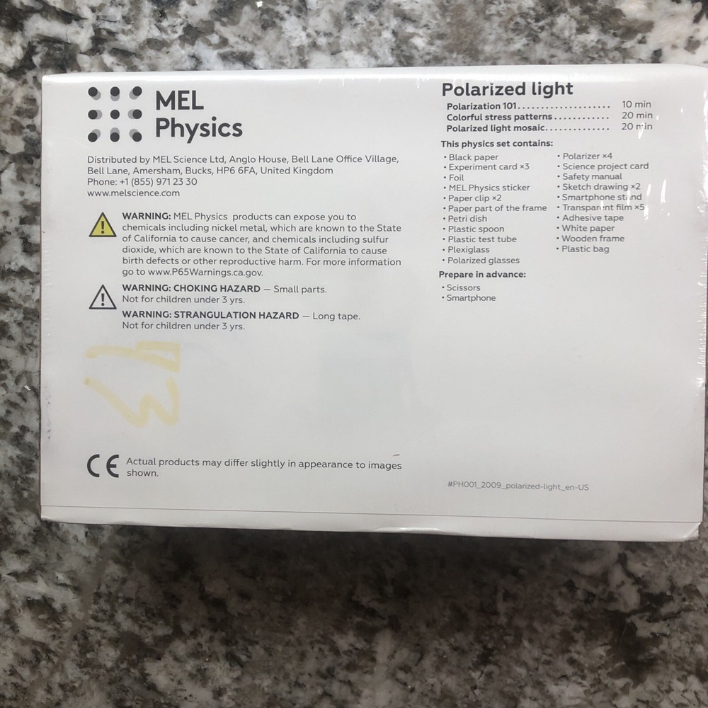 MEL Physics Kit: Polarized Light Experiment Ages 8+ STEM Science UK NEW Sealed