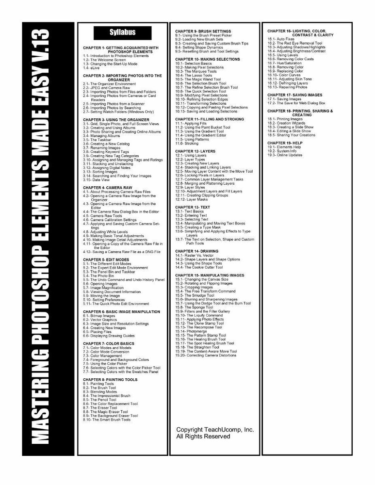 Learn Adobe PHOTOSHOP ELEMENTS 13 Training Tutorial DVD & Digital Course 6 Hours