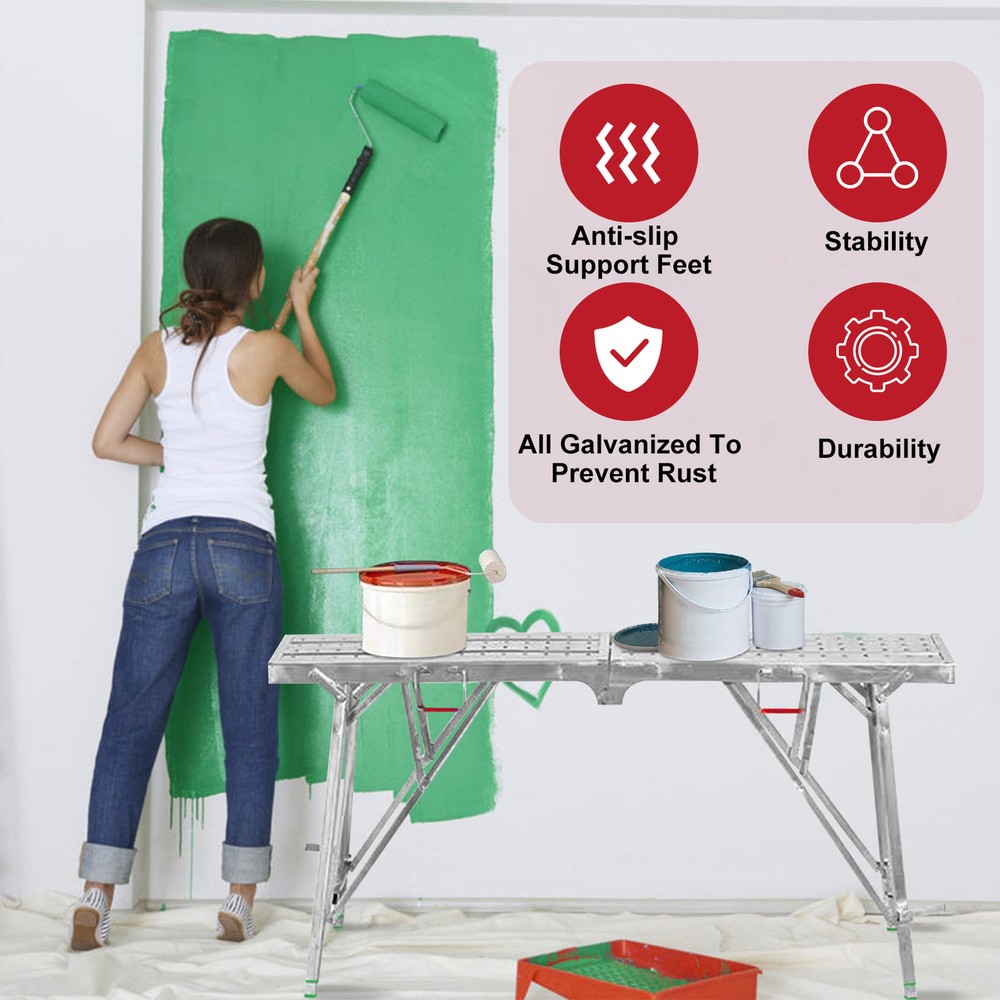 Aluminum Step Stool Non-slip Folding Work Platform 330lbs Drywall Ladder