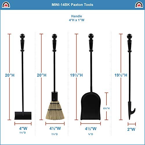 Minuteman Paxton 4 piece Mini Fireplace Stove Tool Set Black