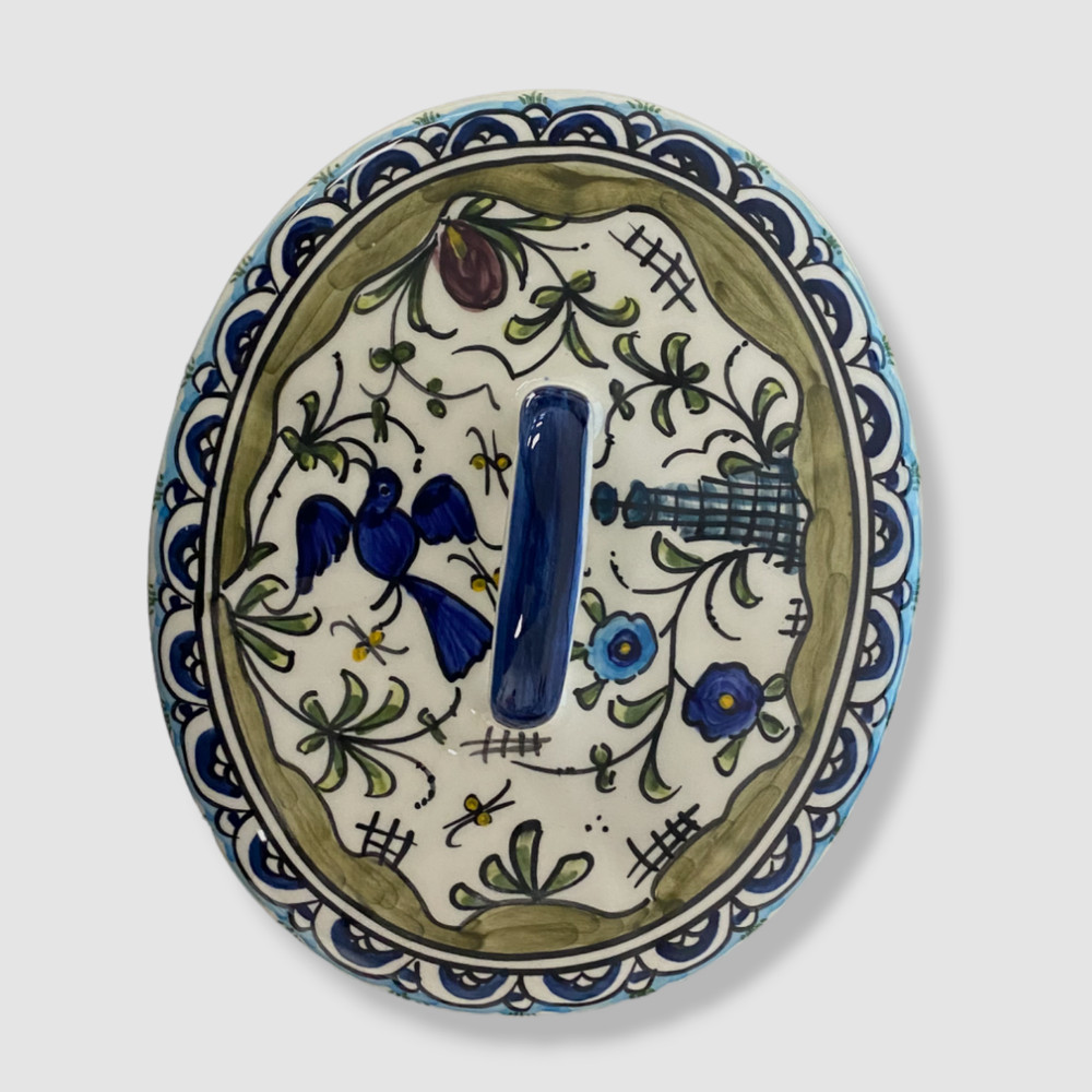$495 Neiman Marcus Pavoes Handle Lid Storage Artwork Earthenware Canister Set