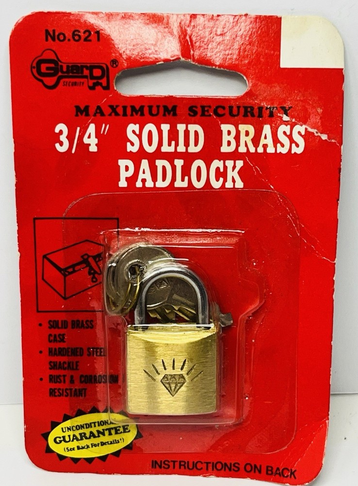 Brass Padlock Guard Security Solid Body 3/4" Inch With Keys