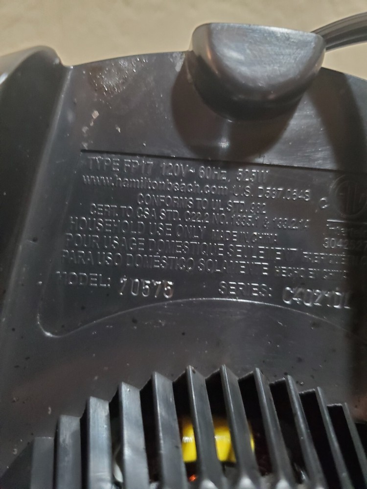 Hamilton Beach Food Processor BASE MOTOR ONLY Model 70575