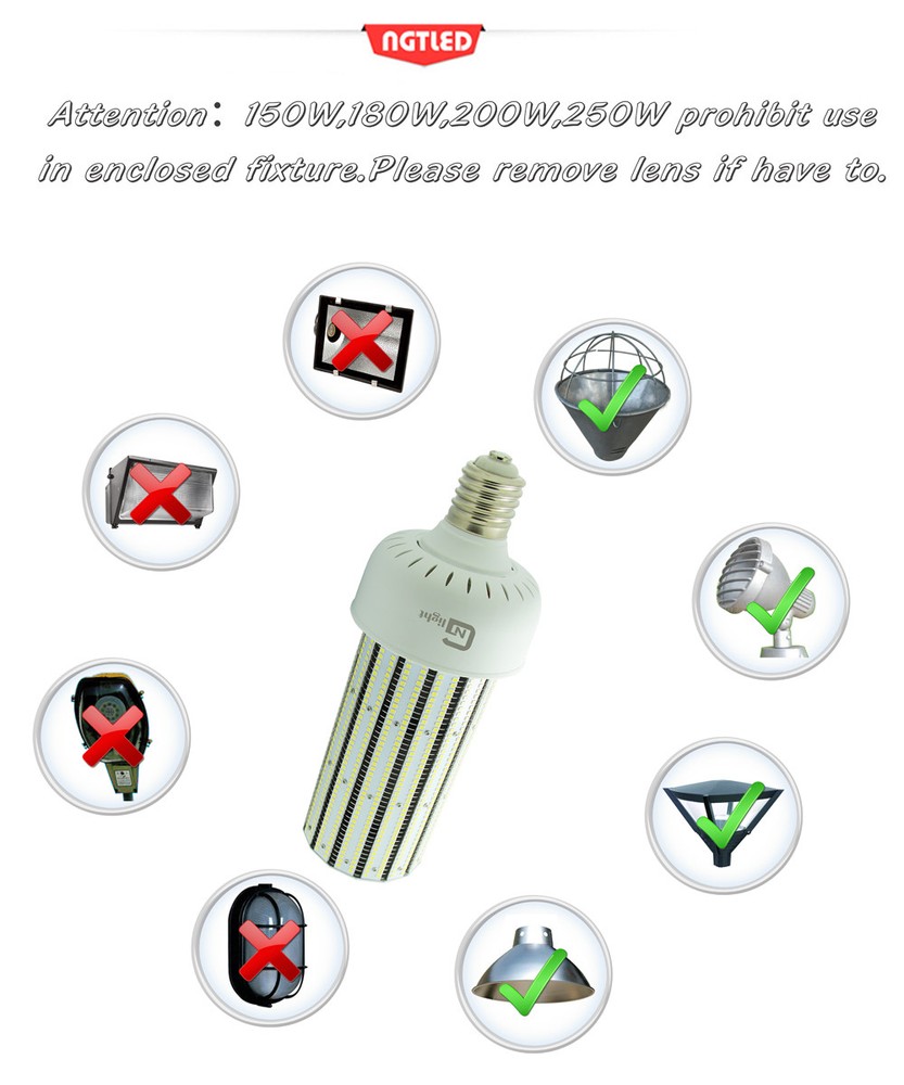 UL 300W LED Corn Light Bulb E39 Industrial Warehouse High Bay Lighting 5000K DLC