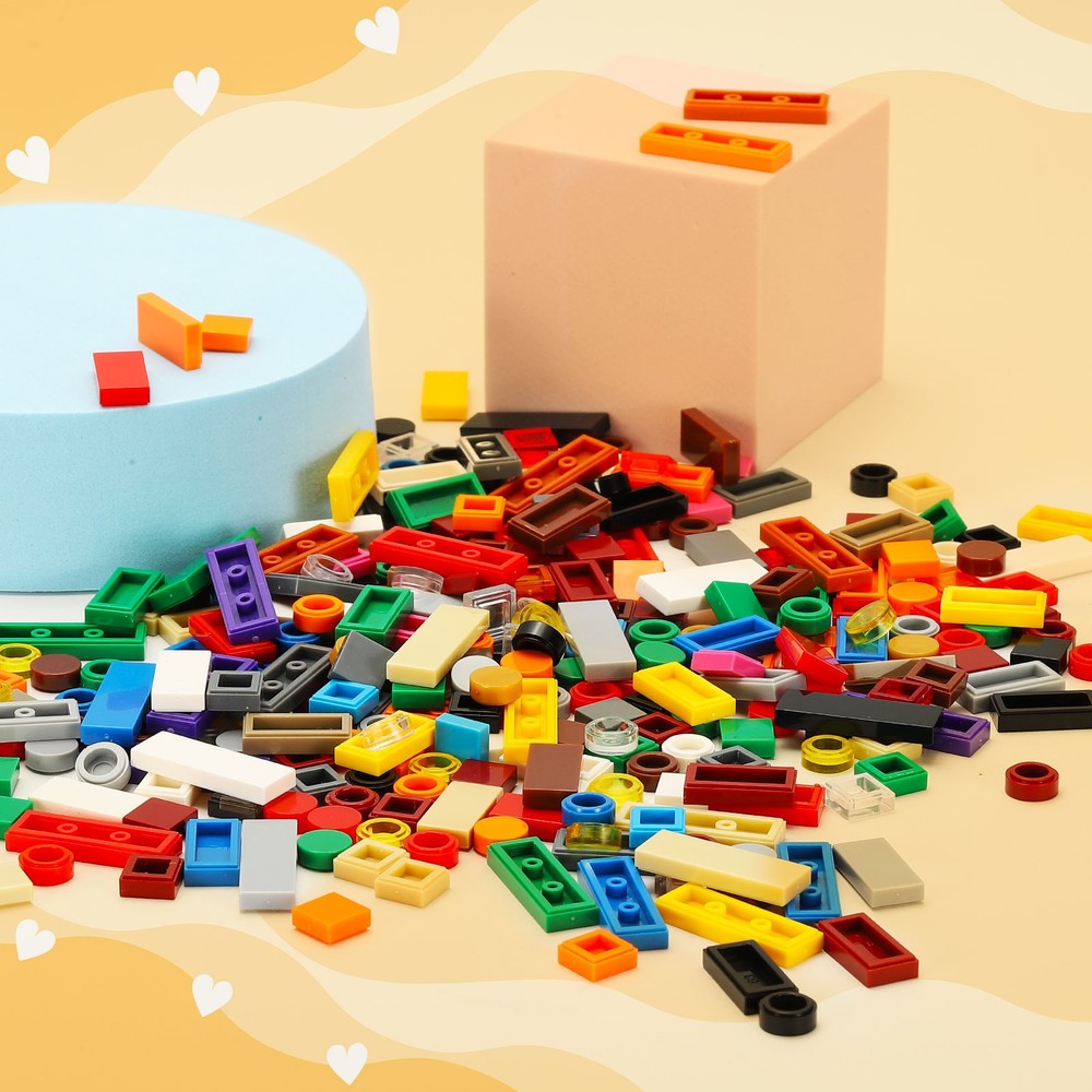 555 Pcs 1x2 Square Blue Flat Blocks Bulk for Building Floor