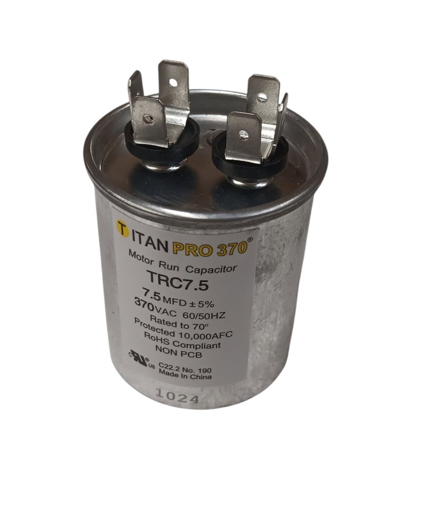 Packard Professional Grade Titan Pro Run Capacitor, Round, 7.5 Mfd, 370V, TRC7.5