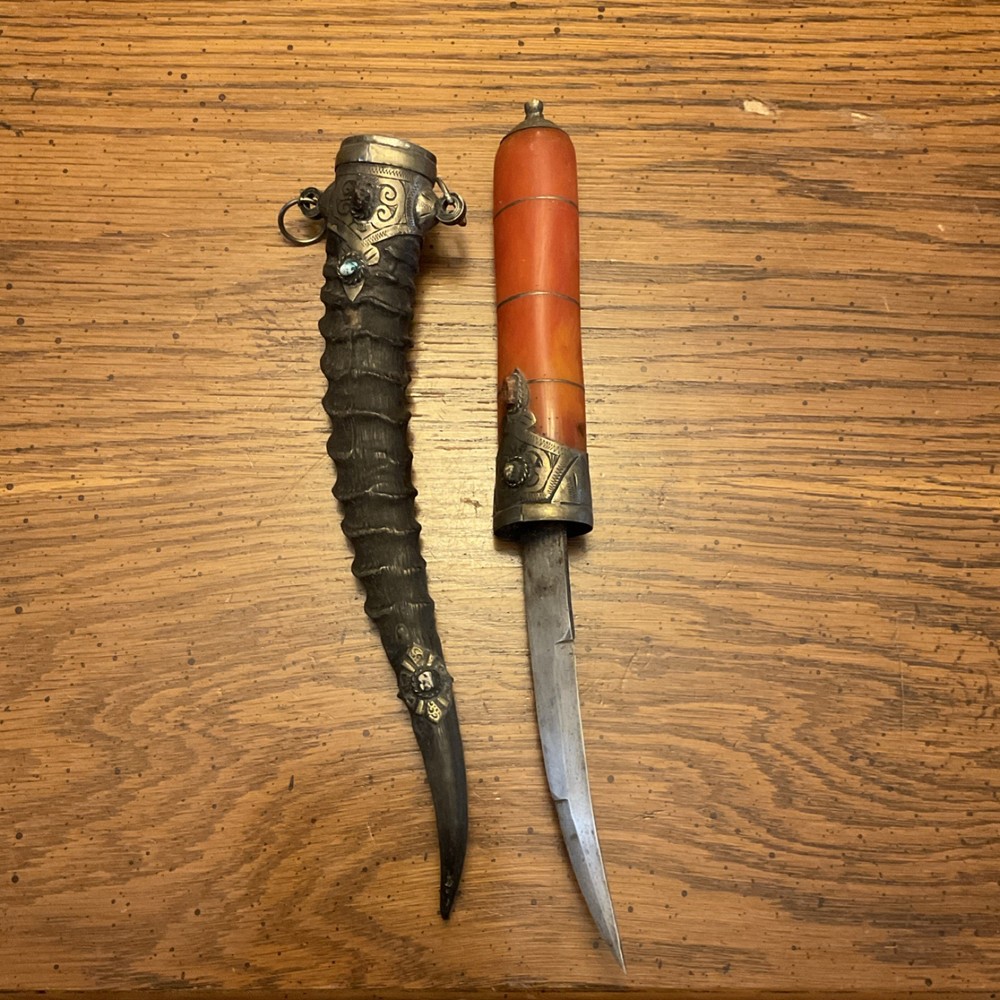 Vintage Moroccan knife with sheath orange handle