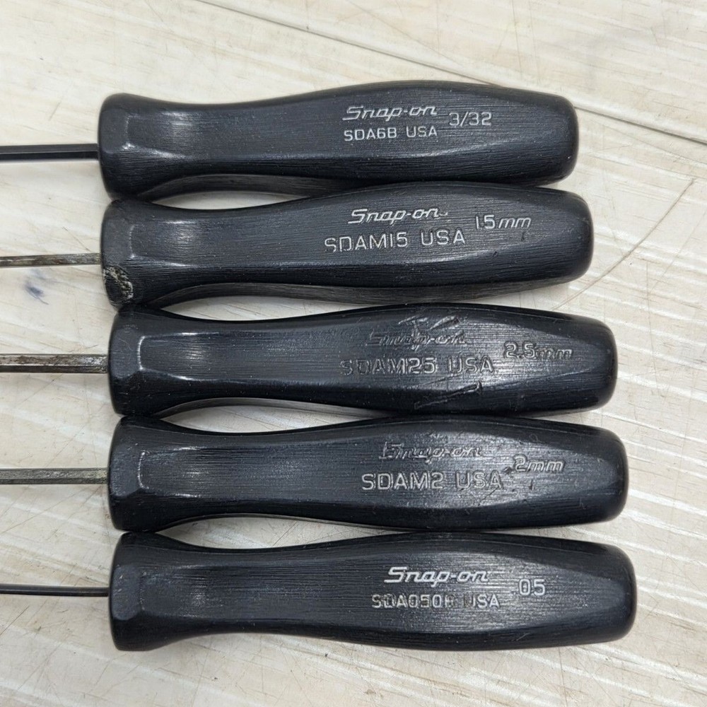 Snap-on Hex Allen Screwdriver Black Grip Hard Handle 5pc Set [Used]