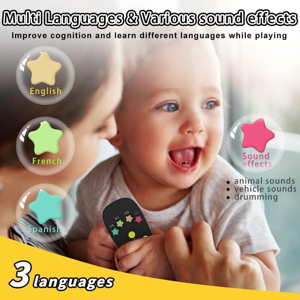 Safe and Fun Baby Remote Control Toy: Multi-Language Early Learning for Infants