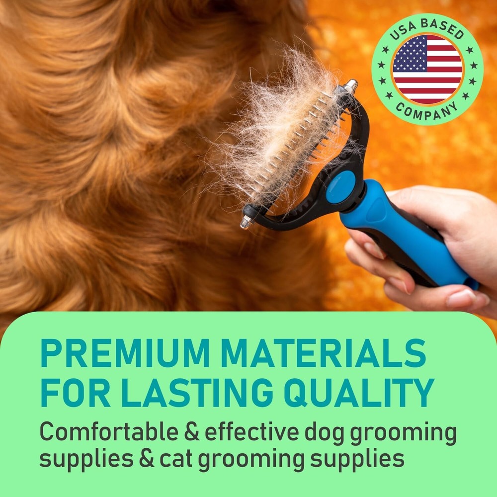 Double-Sided Grooming Rake/Deshading Undercoat Brush for Pets, Maxpower🐕