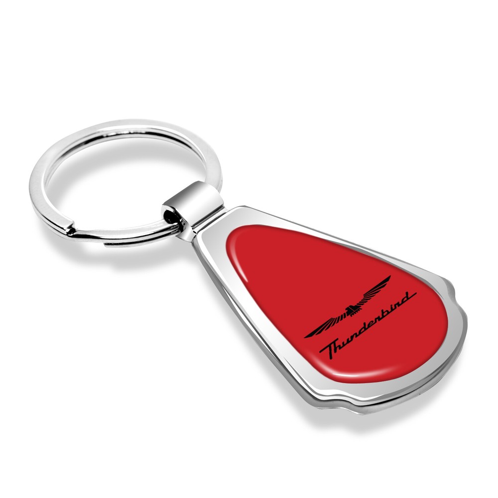 Ford Thunderbird Red Dome Mirror Chrome Metal Teardrop Key Chain