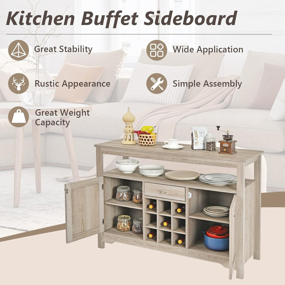 Elegant Buffet Cabinet with Wine Rack & Storage - Versatile Console Table