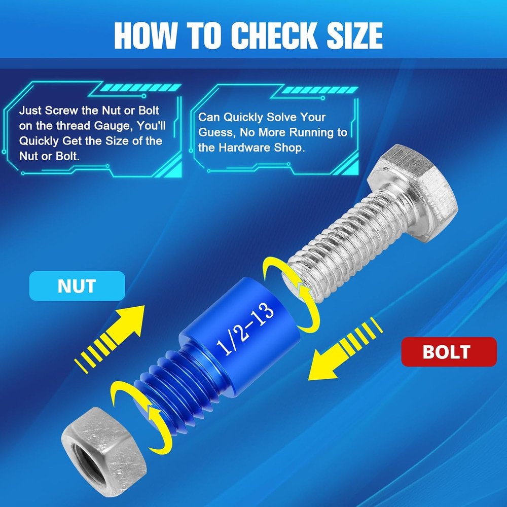 57Pcs Thread Checker, Nut and Bolt Thread Checker 33 Standard and 24 Metric Set,