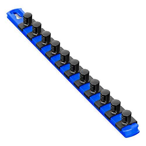 Ernst 8419 13 Socket Organizer with 11 Twist Lock Clips - Blue - 1/2