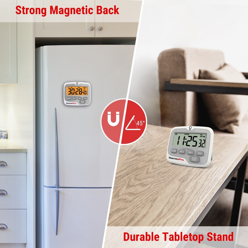 ThermoPro TM01 Digital Kitchen Timer with Backlight Countdown Count Up Timer LCD