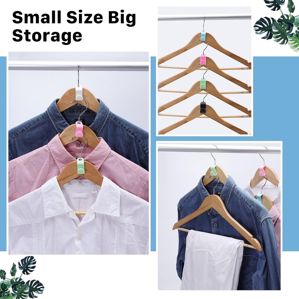 200 PCS Clothes Hanger Connector Hooks,Space Saving Cascading Hooks,Plastic M...