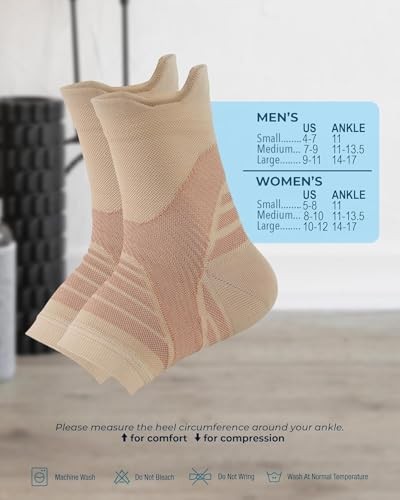 Copper Ankle Compression Sleeve - Toeless Compression Large Beige - 1 Pair