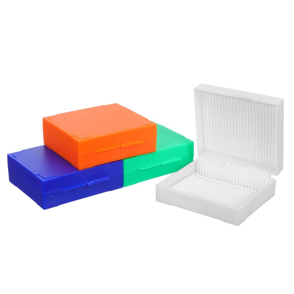 4pcs Microscope Slide Storage Boxes 25 Slots Plastic Holder for Lab Research