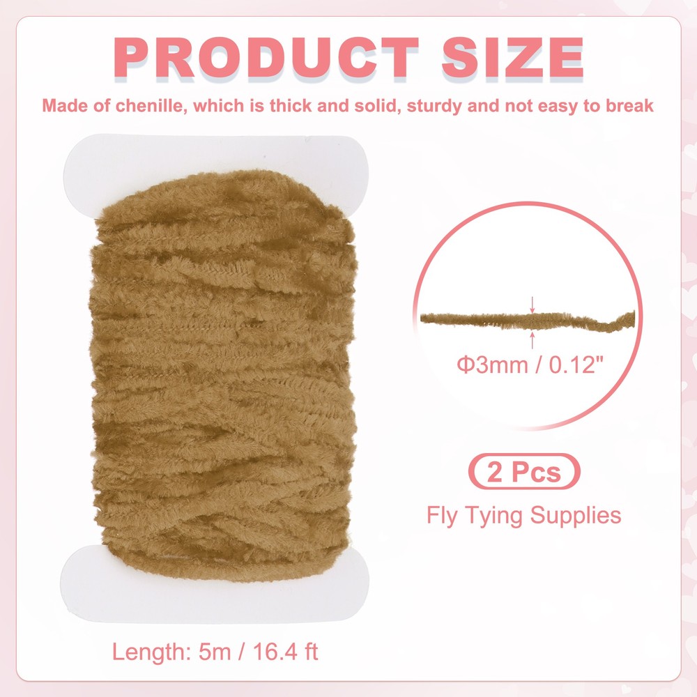 Chenille Fly Tying Total 10M, 2 Pack Rayon Chenille Fly Tying Materials, Olive