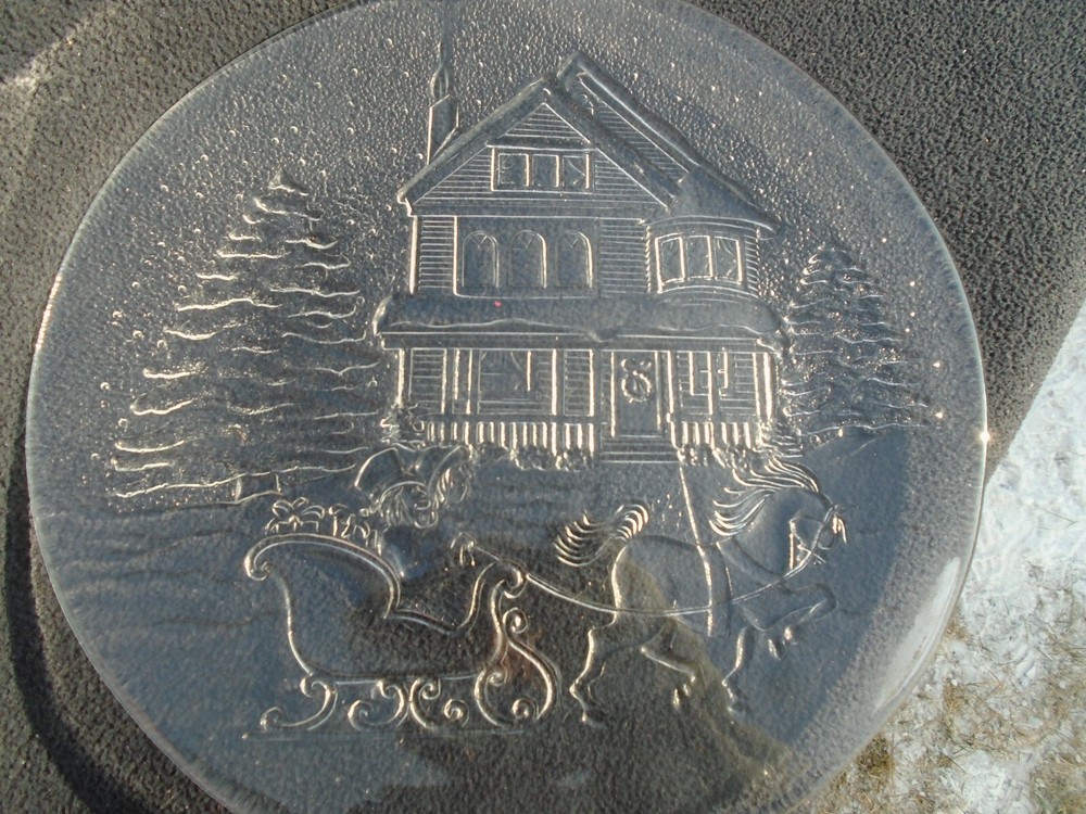 3 clear glass Christmas Platters