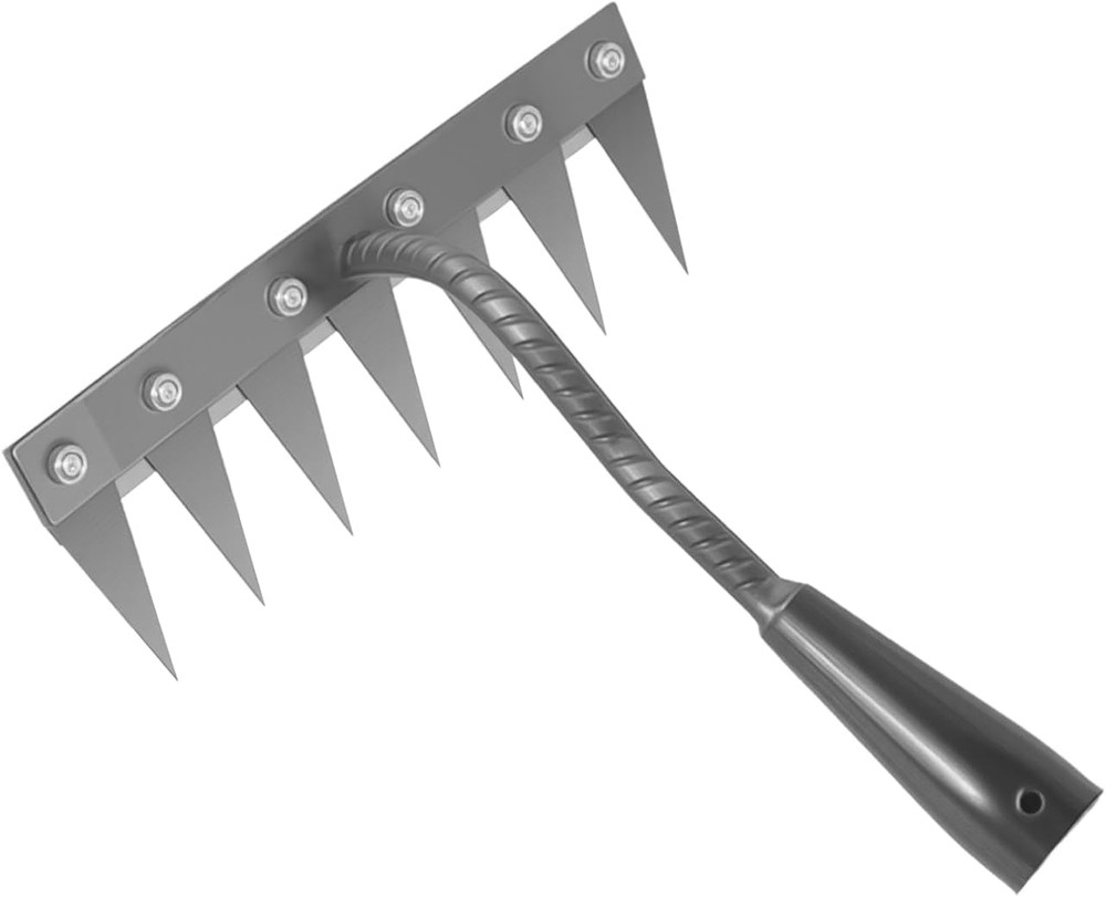 Iron Weeder Tool without Long Handle, 7 Teeths Manual Weeder Remover Tool, Hand