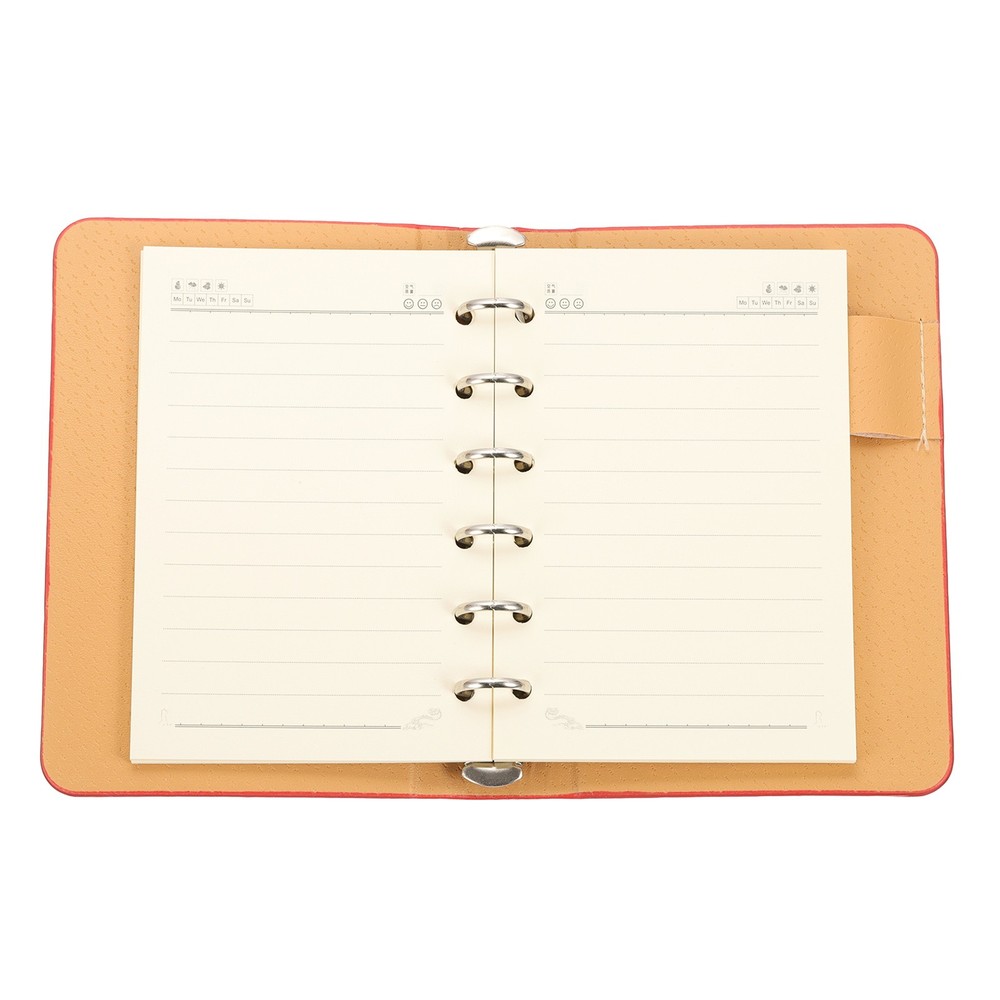 6 Ring Binder Cover 2 Pack A7 Notebook Binder 50 Sheets Line Paper, Red