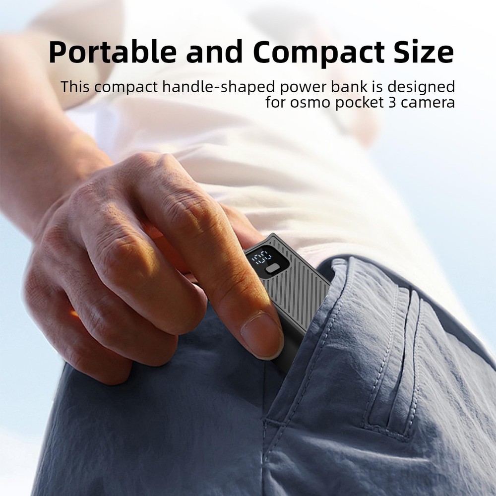 Battery Handle with Digital Display Compatible with DJI Osmo Pocket 3 Creator...