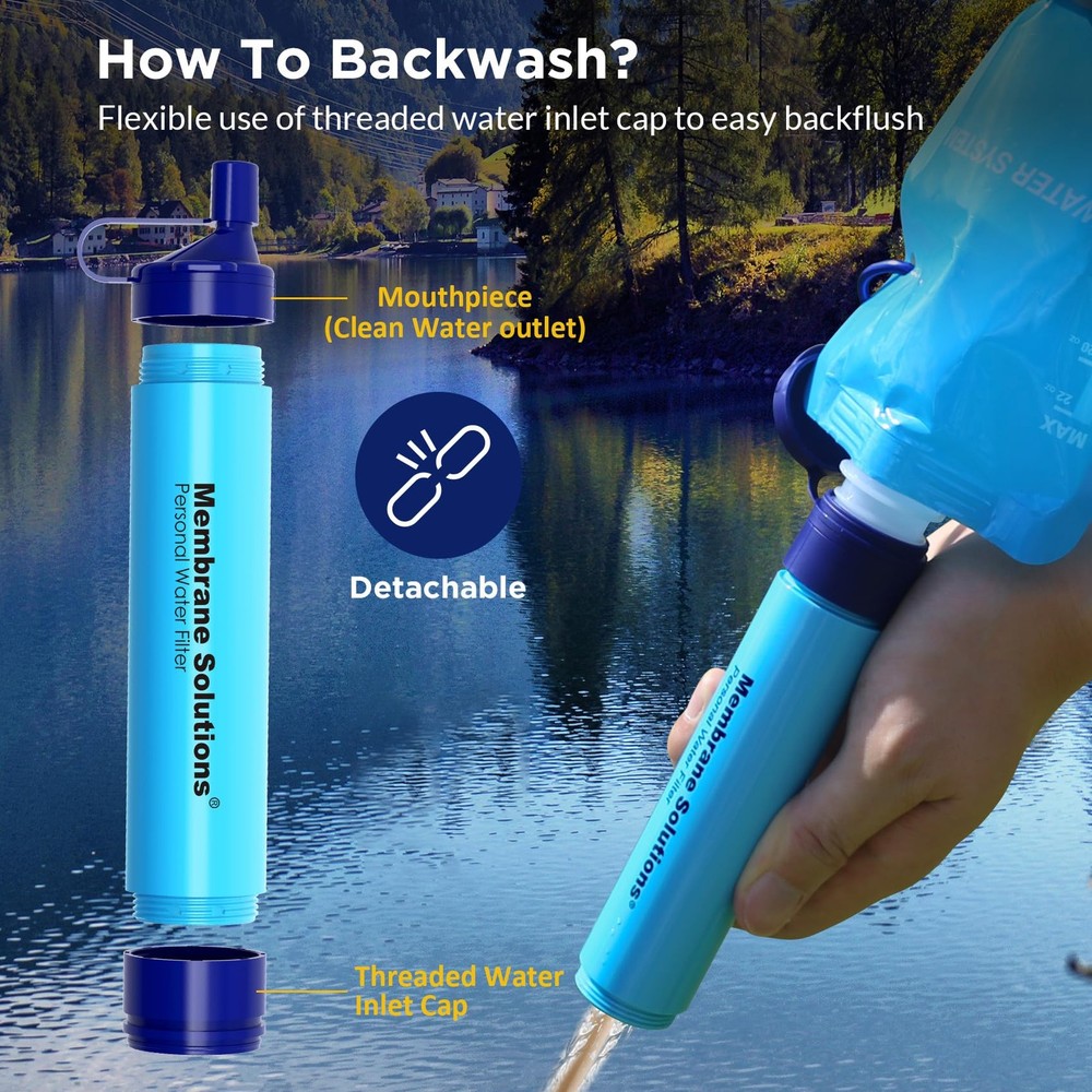 Membrane Solutions Water Filter Squeezable System Purifier Survival Camping