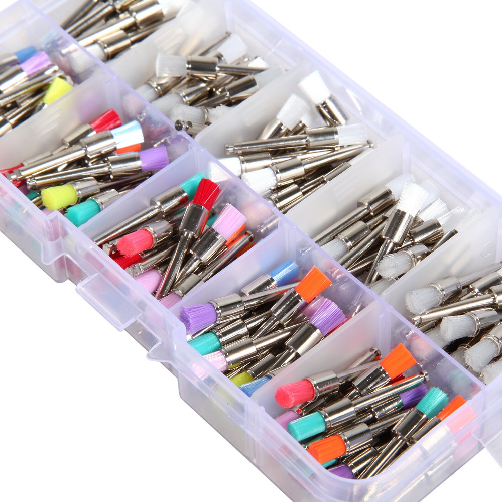 200pcs Mixed Dental latch type prophy polishing brush flat E-type Brushes USA