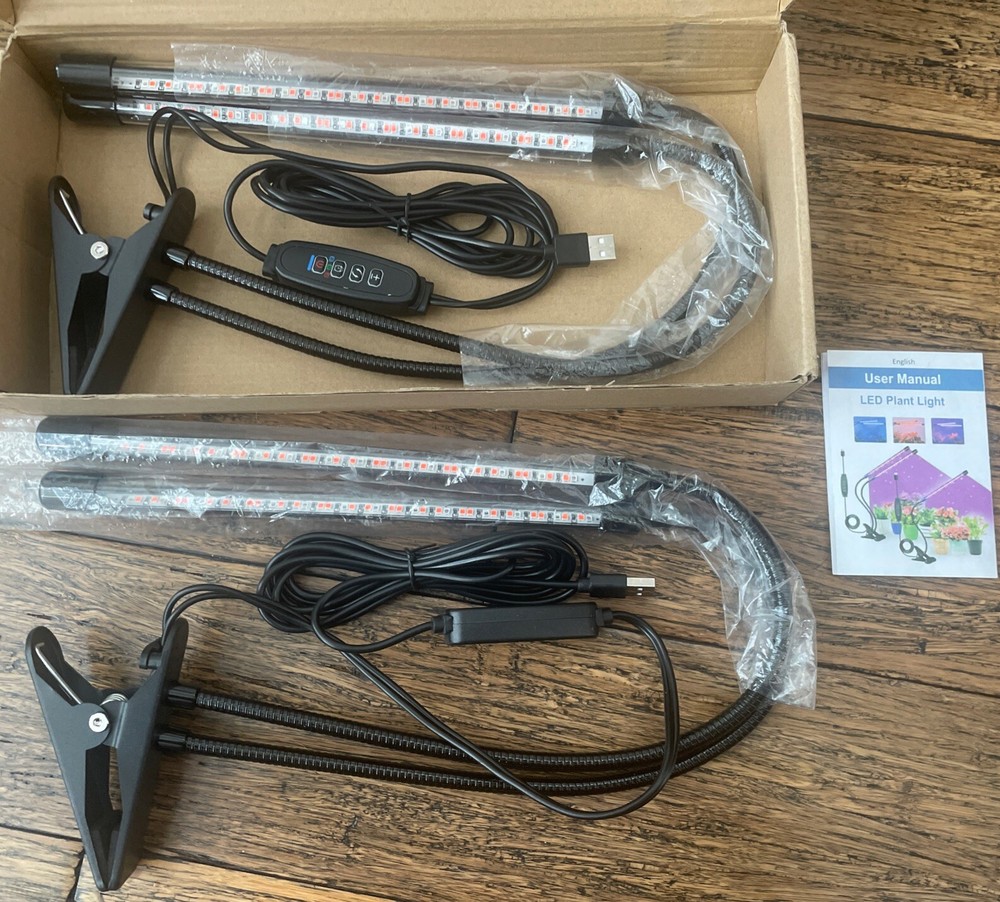 Clip LED Plant Grow Light USB Input DC5V 4 Light In 3 Colors Dimmable Timer
