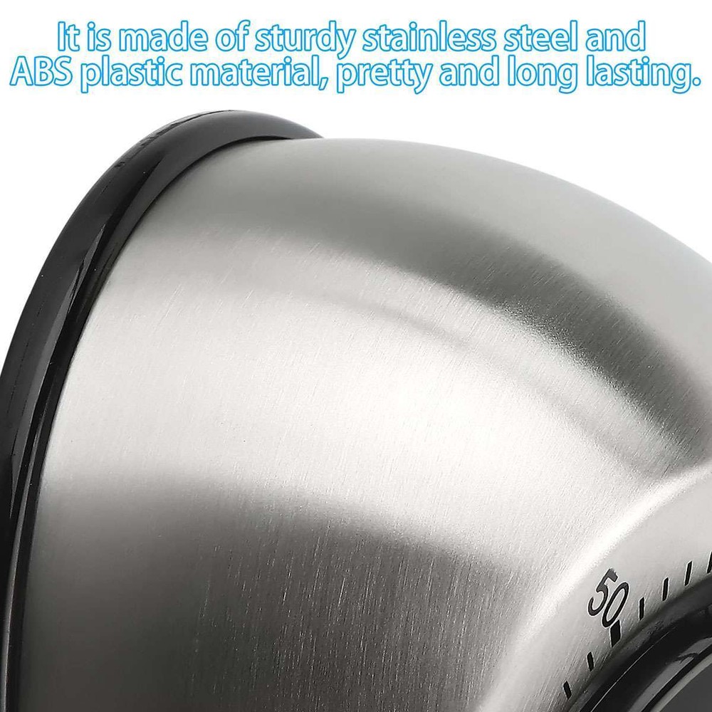 Mechanical Kitchen Timer 60min Countdown Cooking Wind Up Visual Alarm Reminder